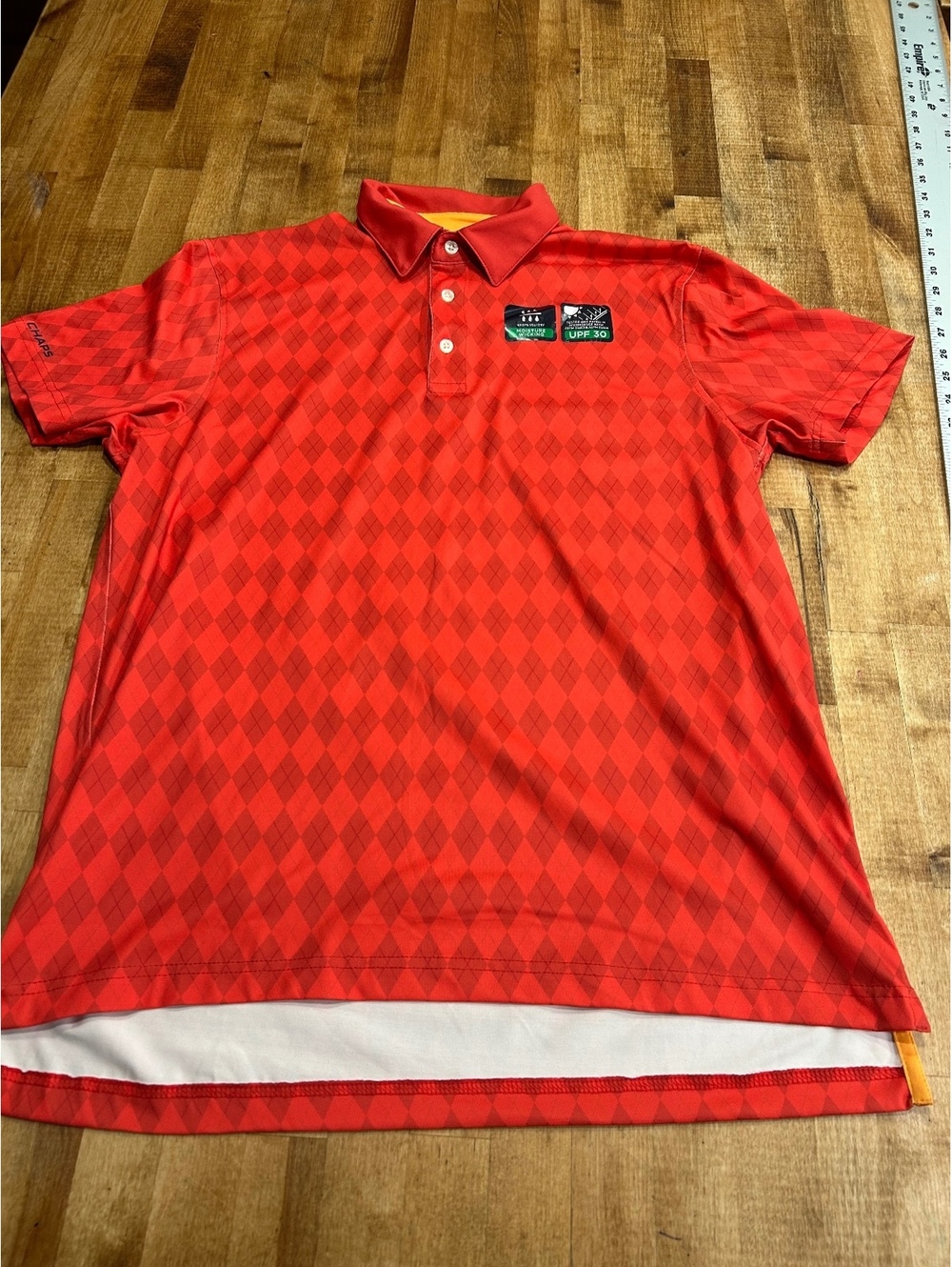 Chaps Golf Men's Moisture Wicking Polo Shirt Red Medium